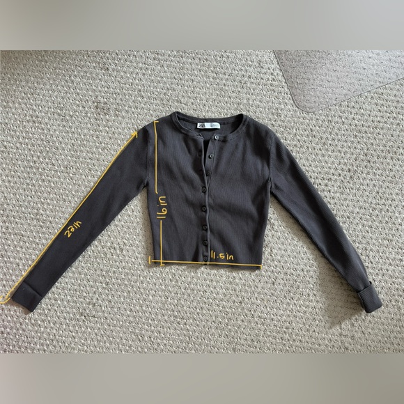 Zara Taupe Ribbed Knit Top - Picture 3 of 3